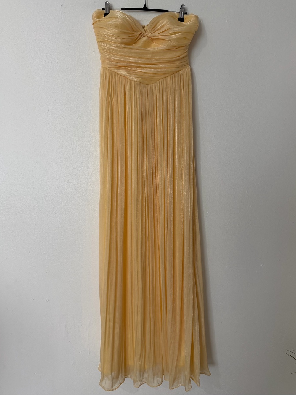 Maniju Pastel Yellow Shimmer Maxi Dress w/ Shawl – Size M - Picture 3 of 5